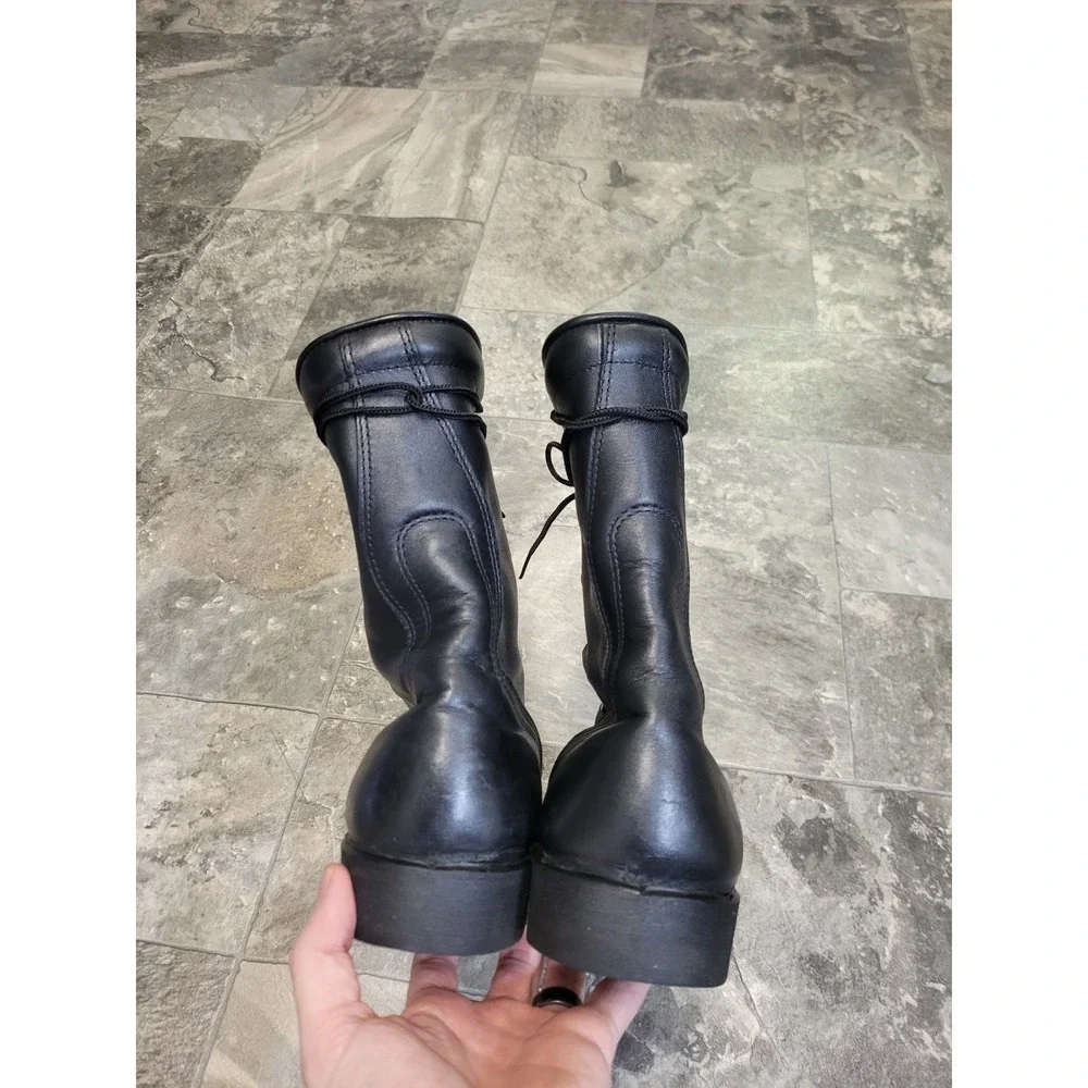 Ro-Search Combat Boots Black Leather Military Tactical‎ Lug Sole 10.5 R Men